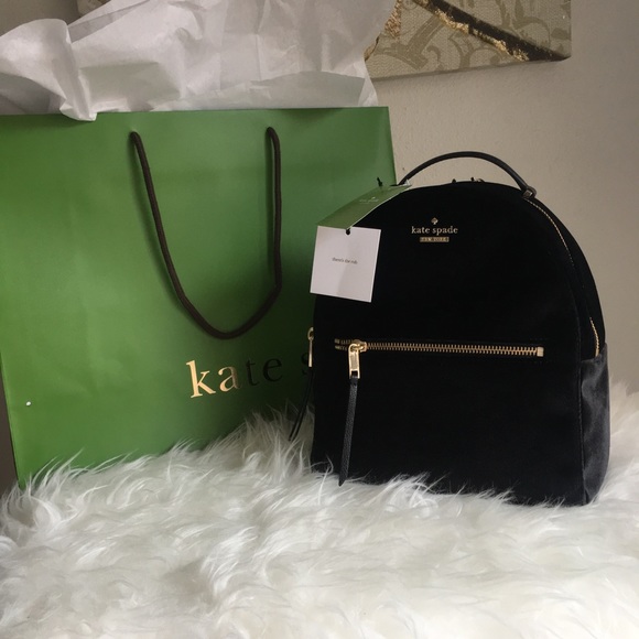 kate spade Bags New Kate Spade Black Velvet Mini Backpack Poshmark
